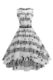 1950s Vestido Vintage Estampado Blanco
