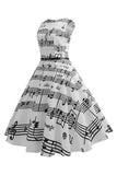 1950s Vestido Vintage Estampado Blanco