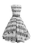 1950s Vestido Vintage Estampado Blanco
