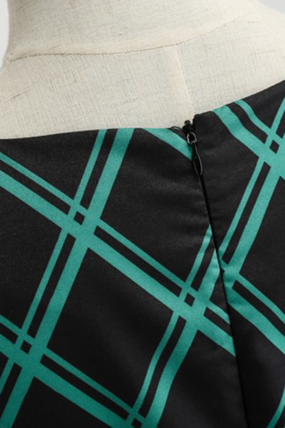 1950s Vestido A Cuadros Verde