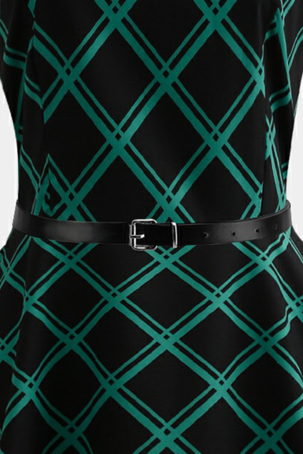 1950s Vestido A Cuadros Verde