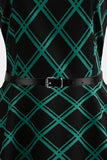 1950s Vestido A Cuadros Verde