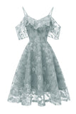 A Línea Fuera del Hombro Vestido Vintage de Encaje Rosa