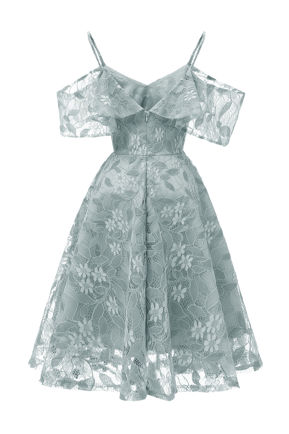 A Línea Fuera del Hombro Vestido Vintage de Encaje Rosa