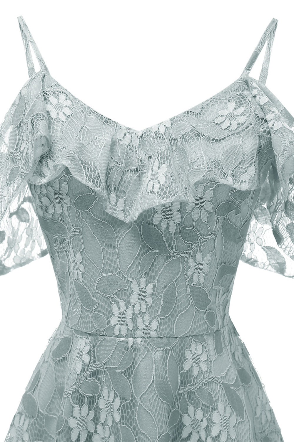 A Línea Fuera del Hombro Vestido Vintage de Encaje Rosa