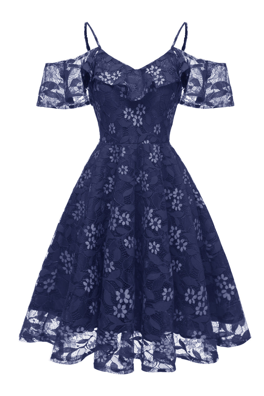 A Línea Fuera del Hombro Vestido Vintage de Encaje Rosa