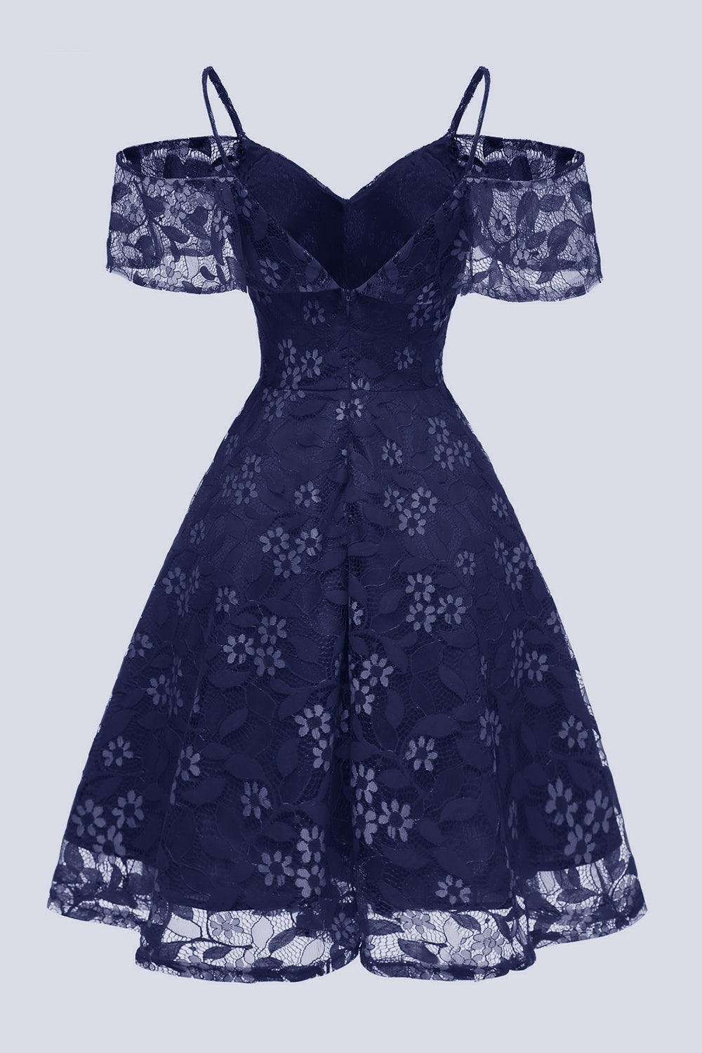 A Línea Fuera del Hombro Vestido Vintage de Encaje Rosa