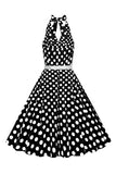 Halter Lunares Rojo 1950s Vestido