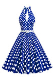 Halter Lunares Rojo 1950s Vestido