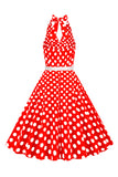 Halter Lunares Rojo 1950s Vestido