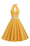 Halter Lunares Rojo 1950s Vestido