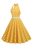 Halter Lunares Rojo 1950s Vestido