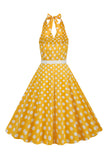 Halter Lunares Rojo 1950s Vestido