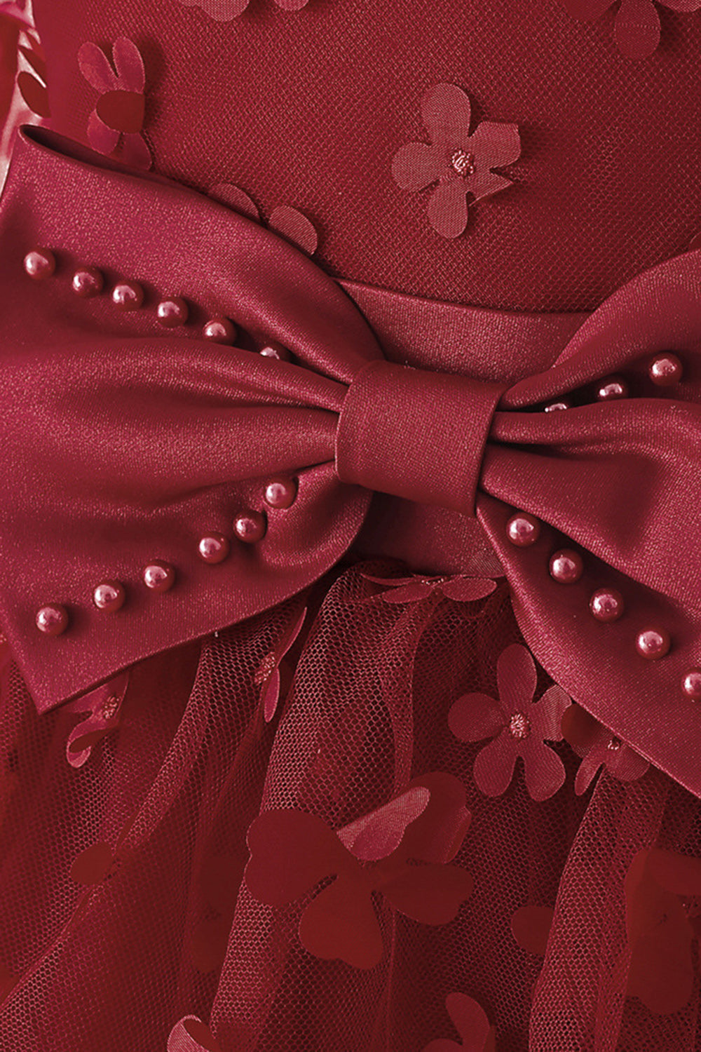 Vestido de fiesta de tul rosa chica con apliques