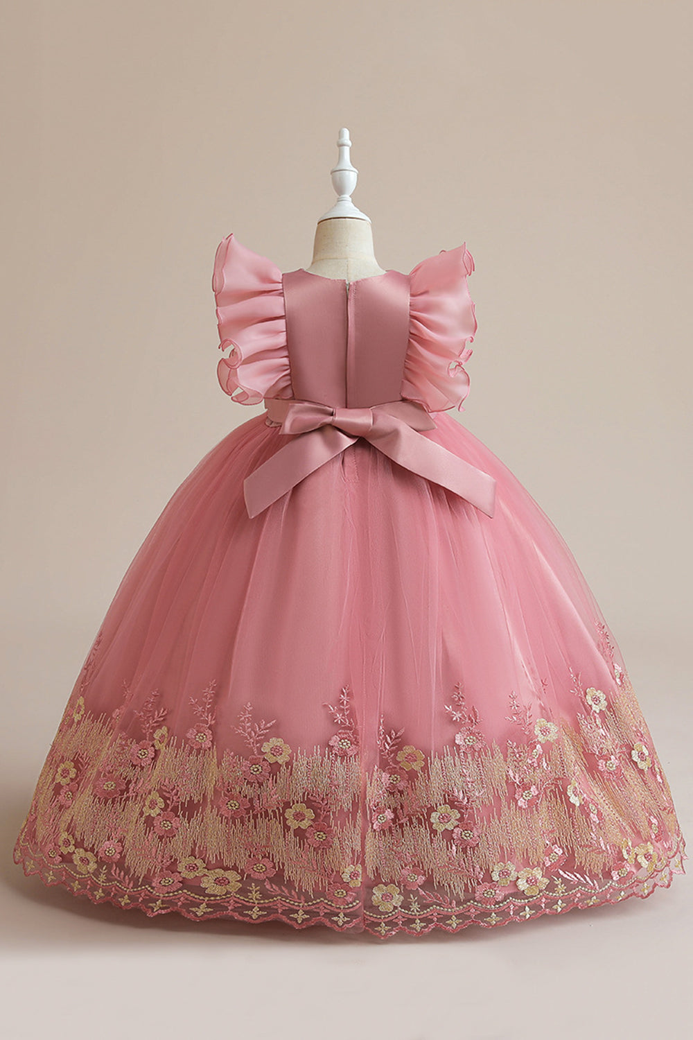 Blue A Line Tulle Girl Dress con bordado