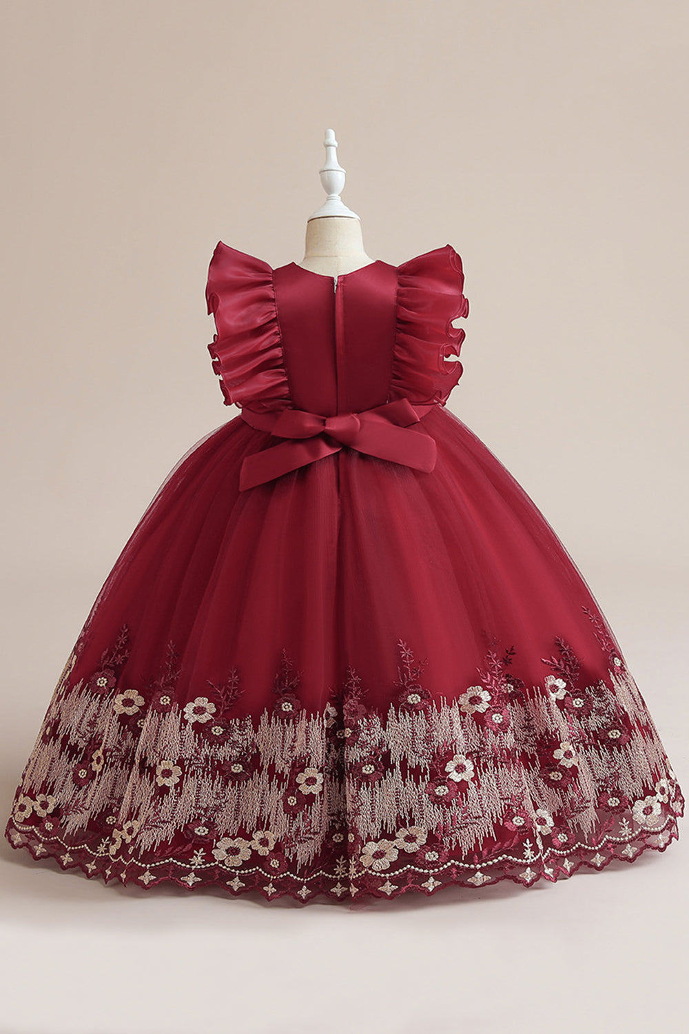 Blue A Line Tulle Girl Dress con bordado