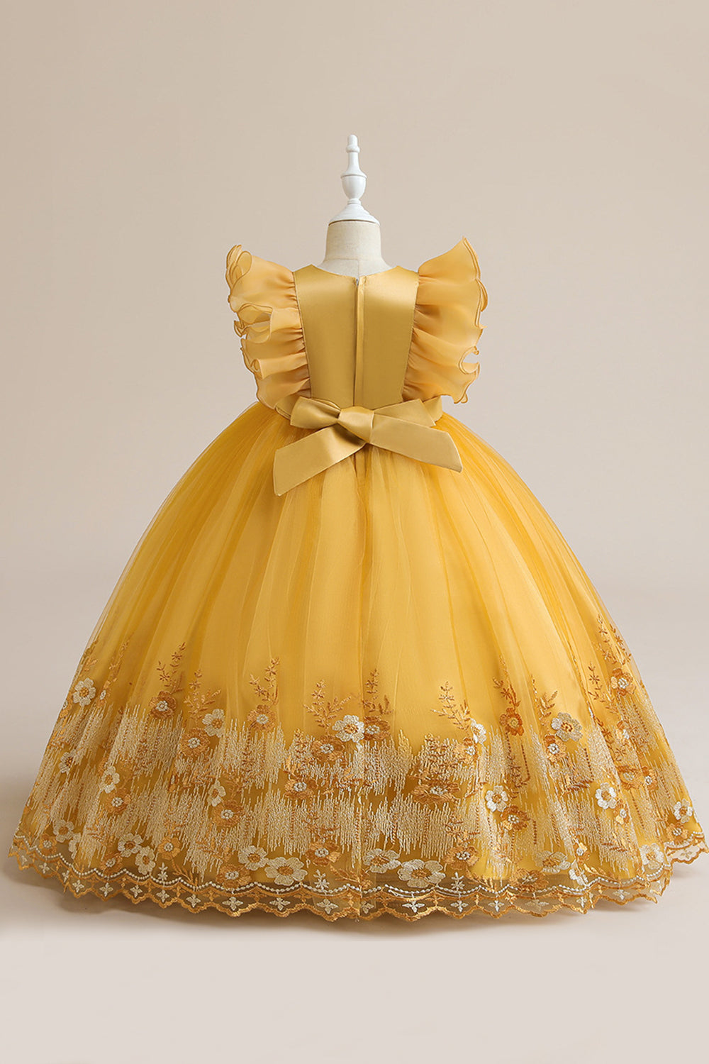 Blue A Line Tulle Girl Dress con bordado