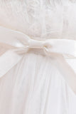Tul A Line Champagne Girl Dress con lazo