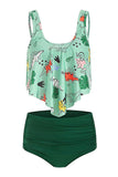 Bañador Estampado Verde Dos Piezas