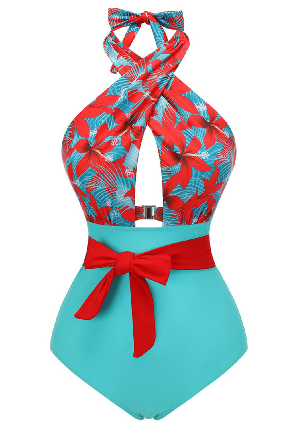 Halter Una Pieza Cintura Alta Verde Bañador
