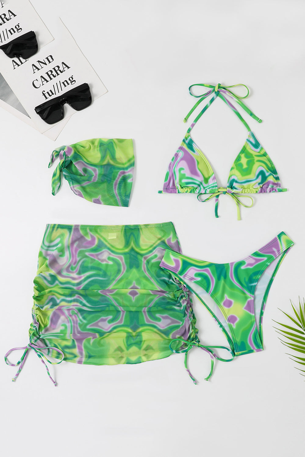 Bikini Estampado Halter Naranje