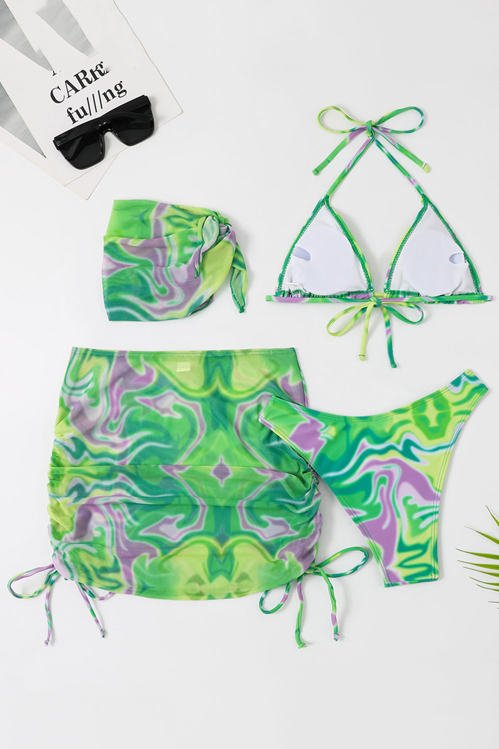 Bikini Estampado Halter Naranje