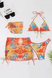 Bikini Estampado Halter Naranje