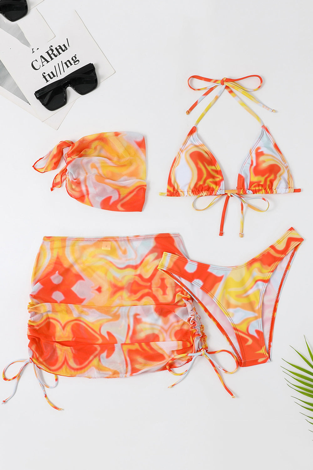 Bikini Estampado Halter Naranje