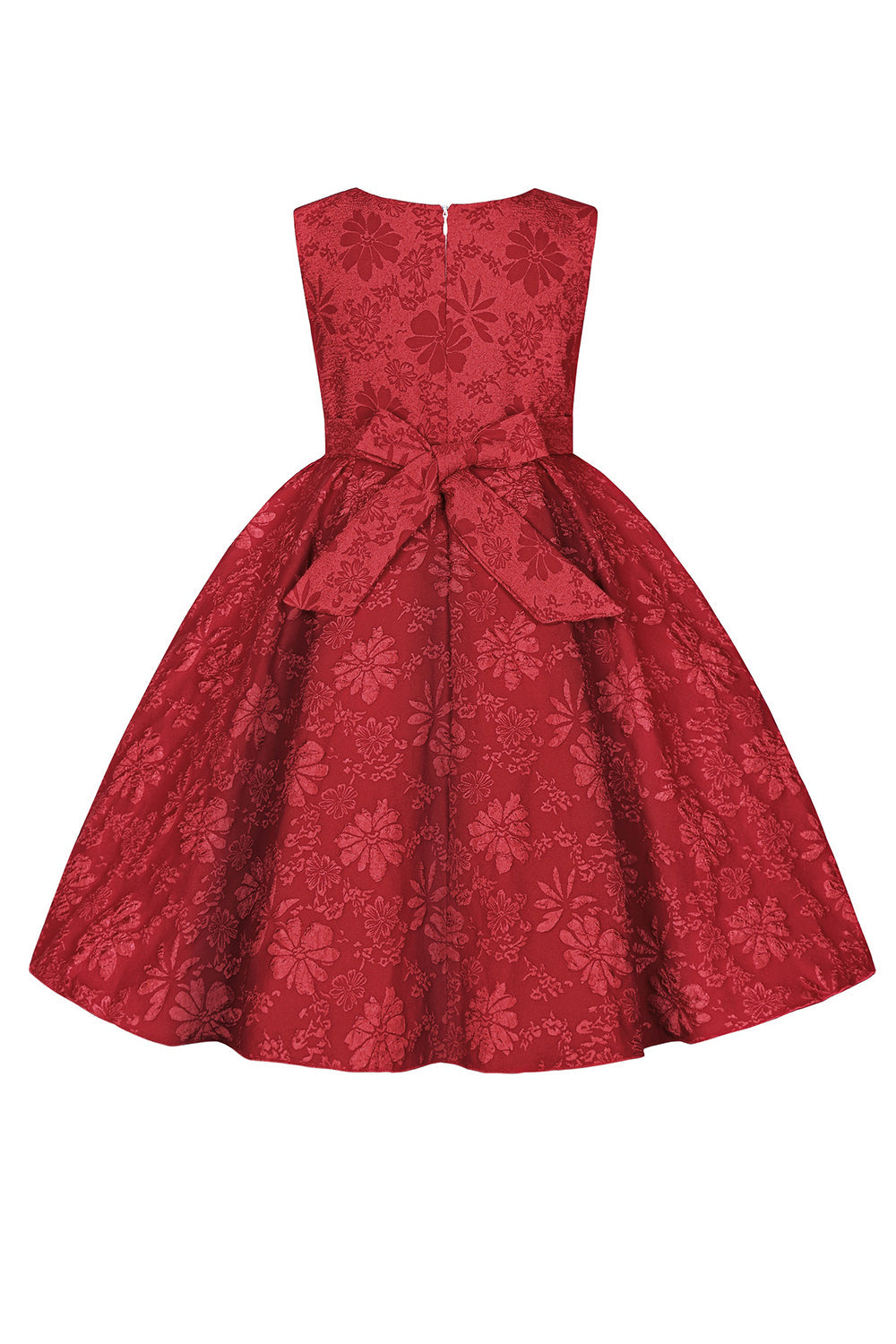 Lindo cuello joya rosa Jacquard vestido de niña
