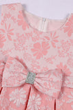 Lindo cuello joya rosa Jacquard vestido de niña