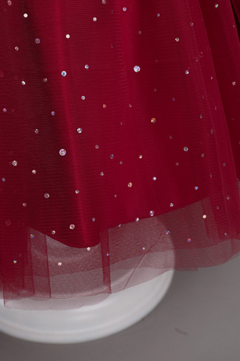 Una línea del hombro Tul burdeos vestido de niña