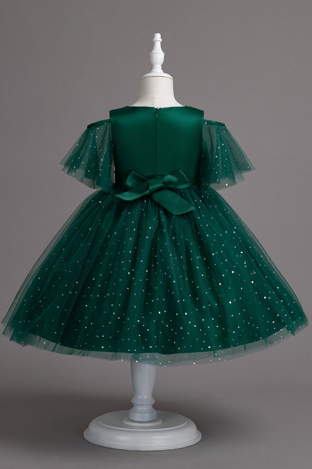 Una línea del hombro Tul burdeos vestido de niña