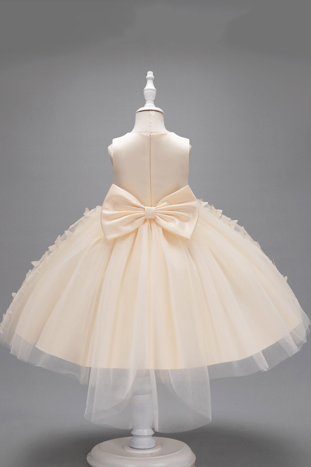 Champagne Princess Butterfly Tul Vestido de niña con lazo