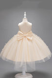 Champagne Princess Butterfly Tul Vestido de niña con lazo