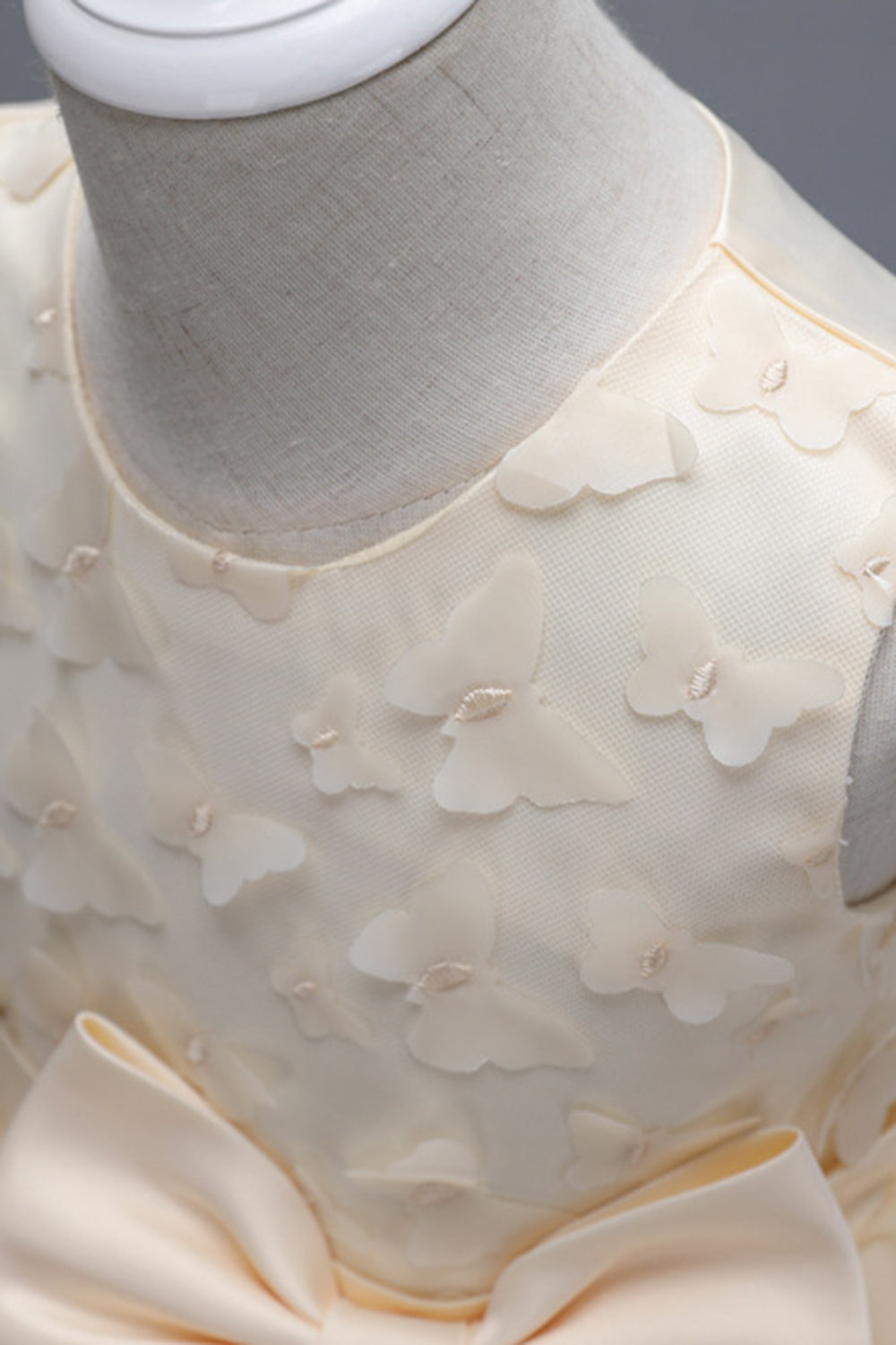 Champagne Princess Butterfly Tul Vestido de niña con lazo