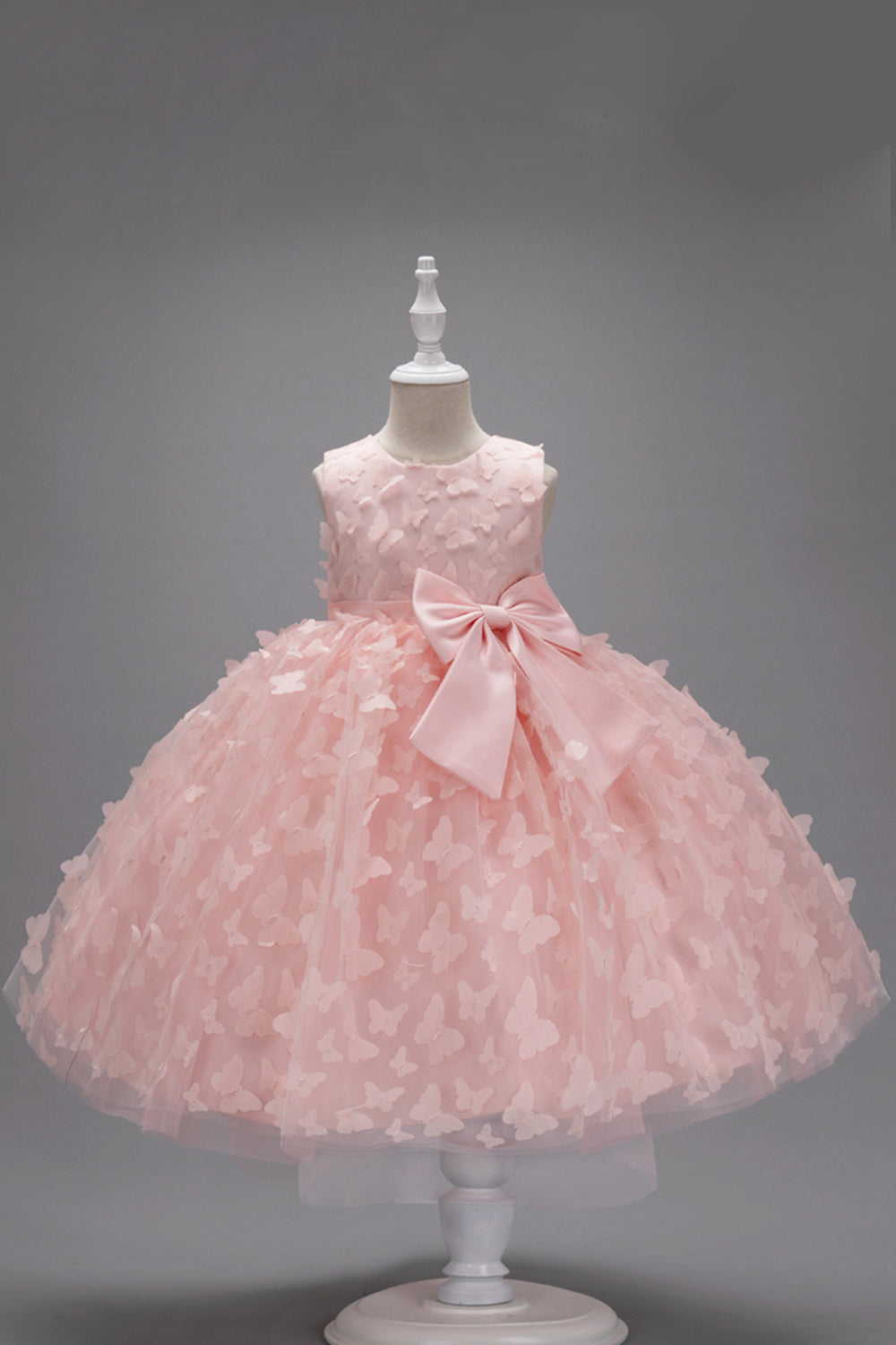 Champagne Princess Butterfly Tul Vestido de niña con lazo