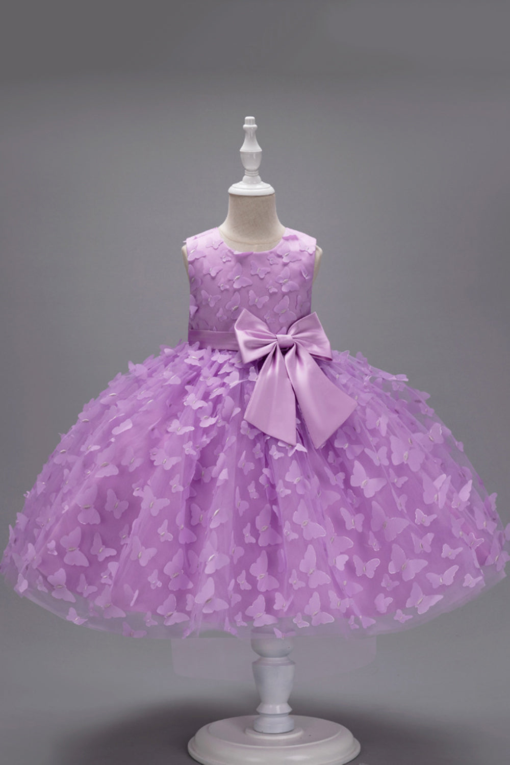 Champagne Princess Butterfly Tul Vestido de niña con lazo