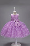 Champagne Princess Butterfly Tul Vestido de niña con lazo