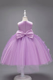 Champagne Princess Butterfly Tul Vestido de niña con lazo