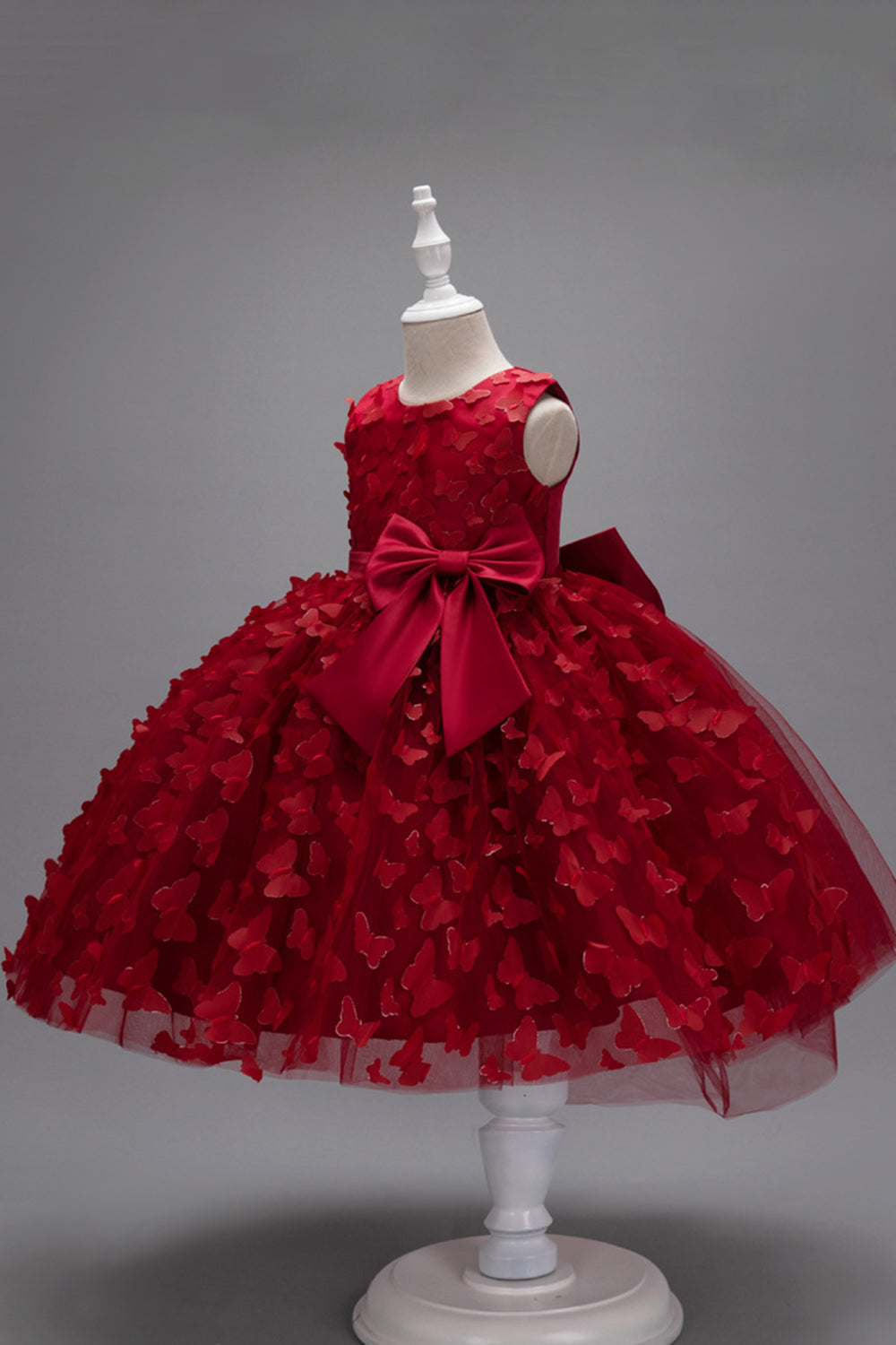 Champagne Princess Butterfly Tul Vestido de niña con lazo