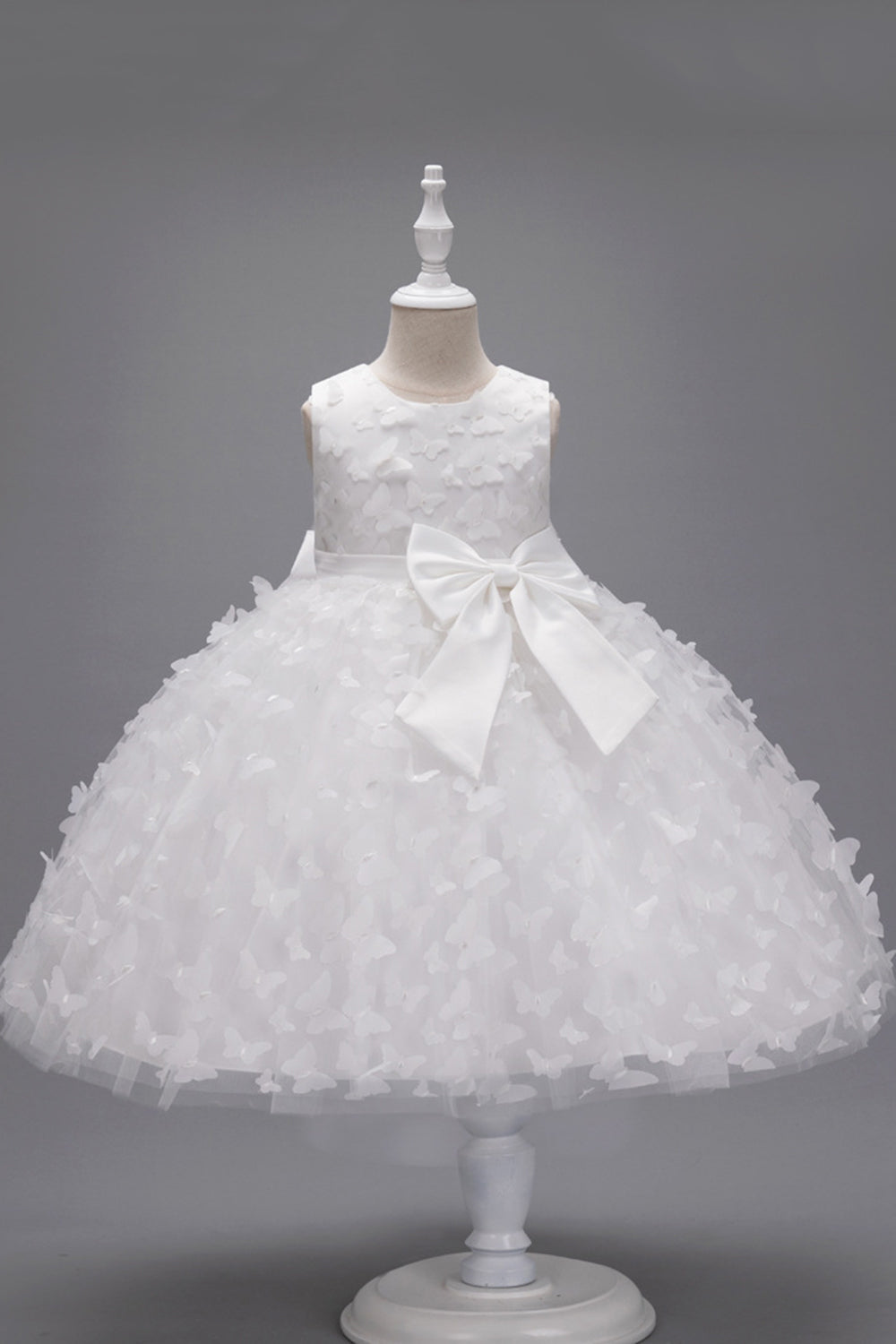 Champagne Princess Butterfly Tul Vestido de niña con lazo