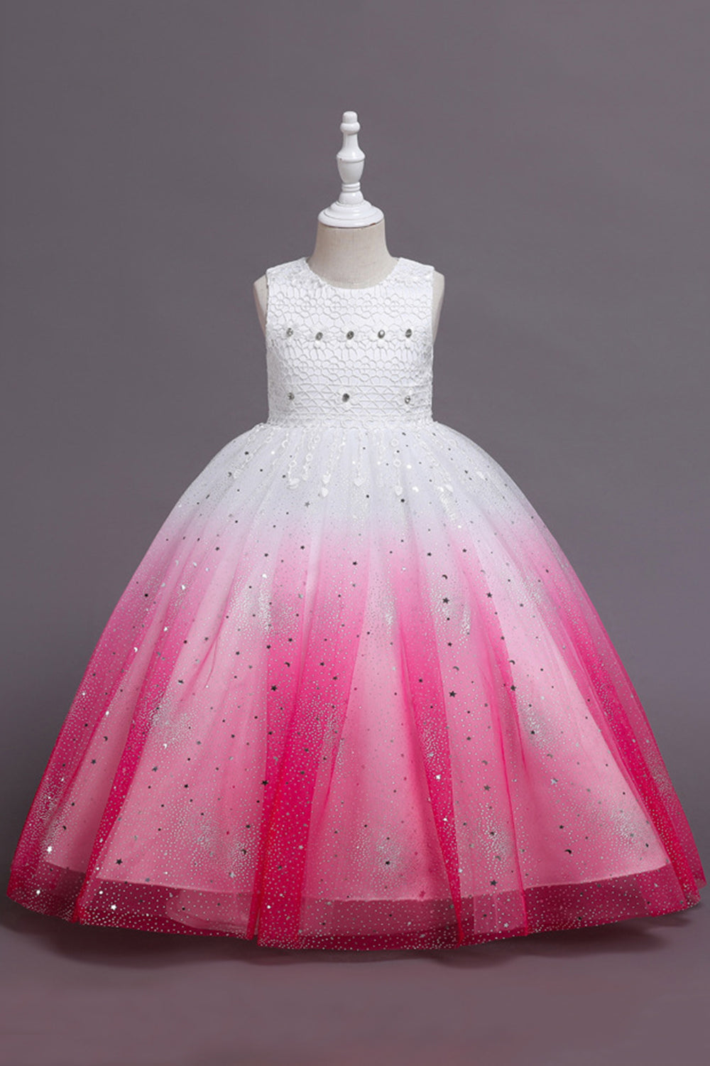 Vestido largo de niña sin mangas púrpura sin mangas