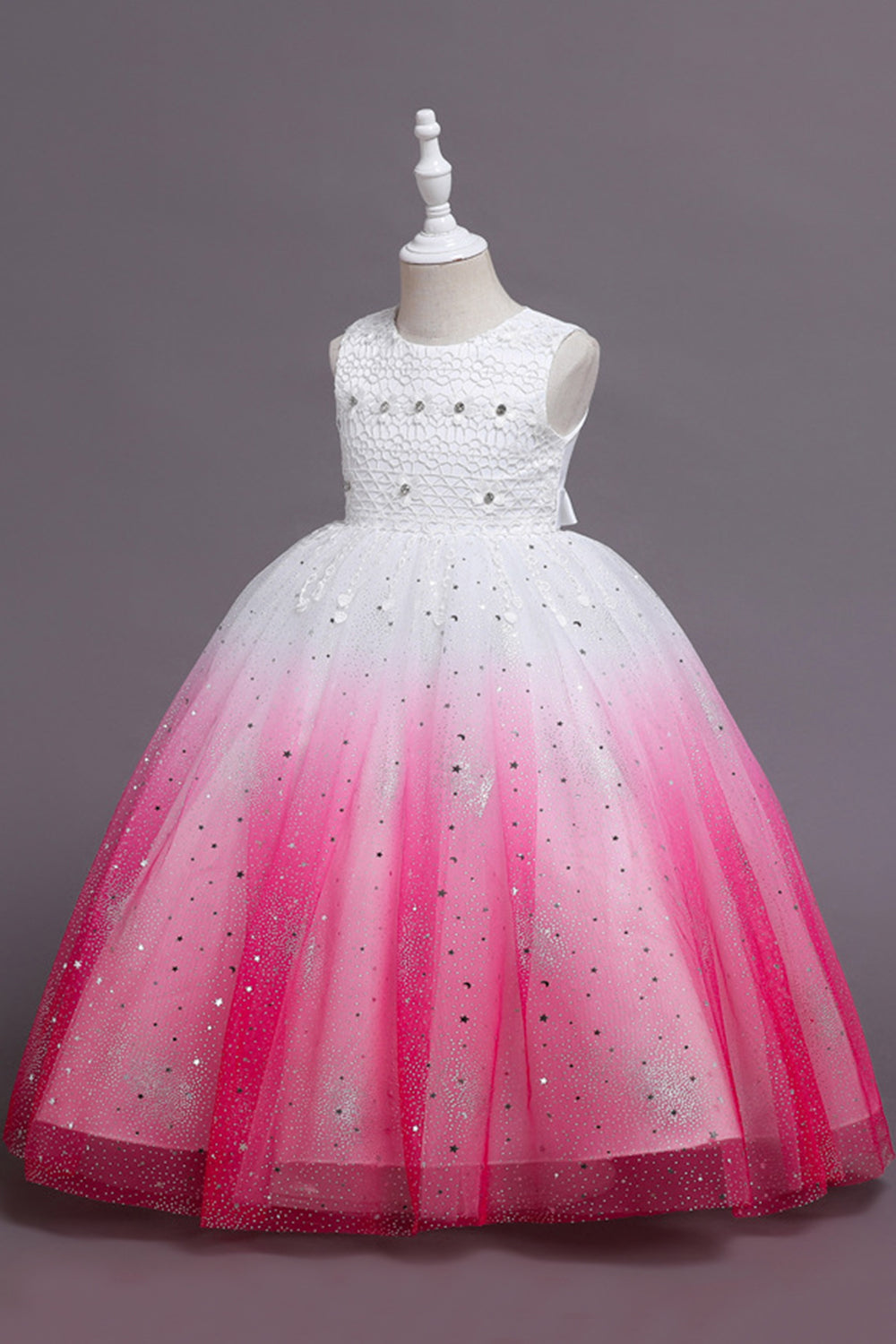 Vestido largo de niña sin mangas púrpura sin mangas