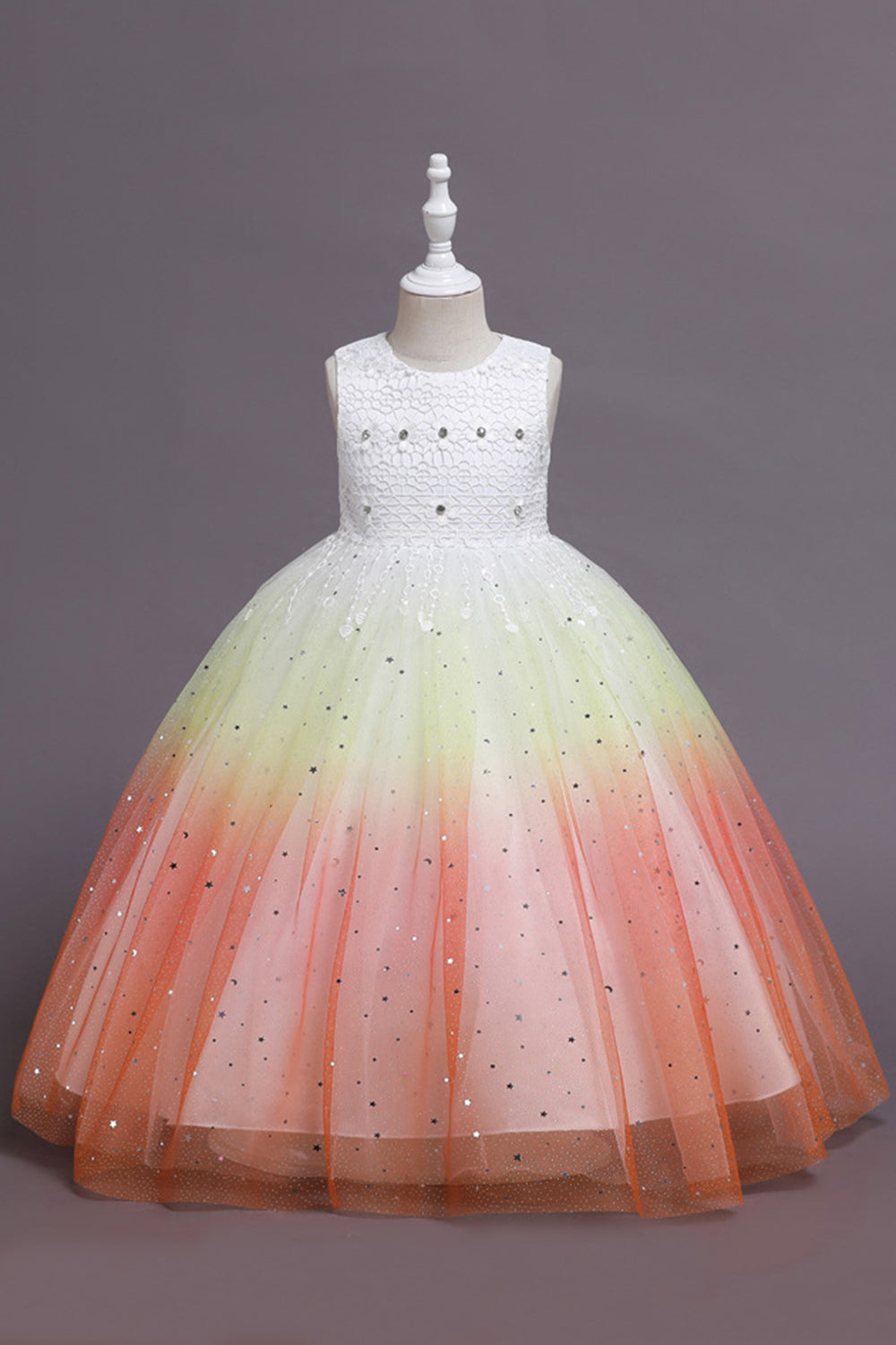 Vestido largo de niña sin mangas púrpura sin mangas