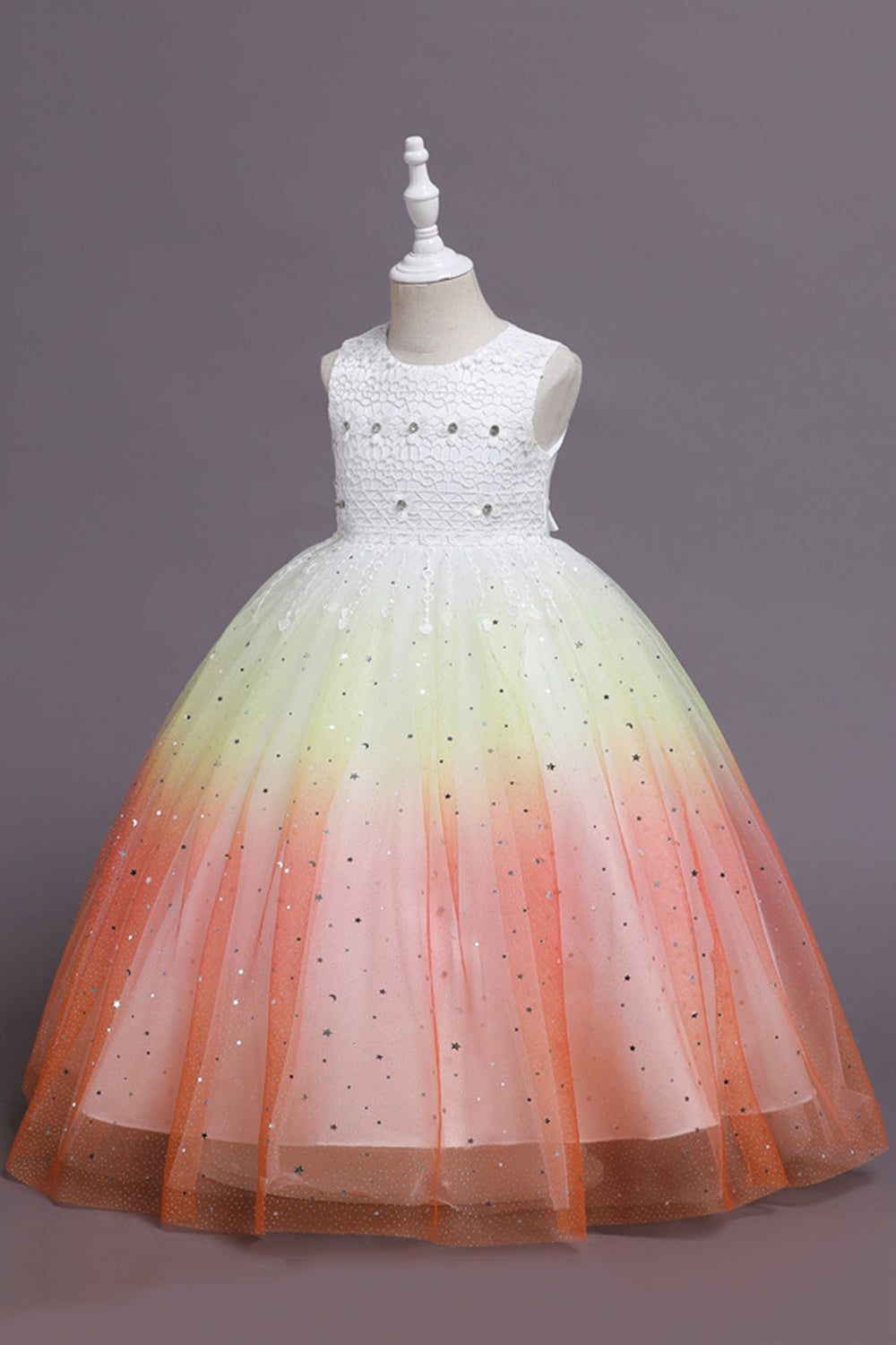 Vestido largo de niña sin mangas púrpura sin mangas
