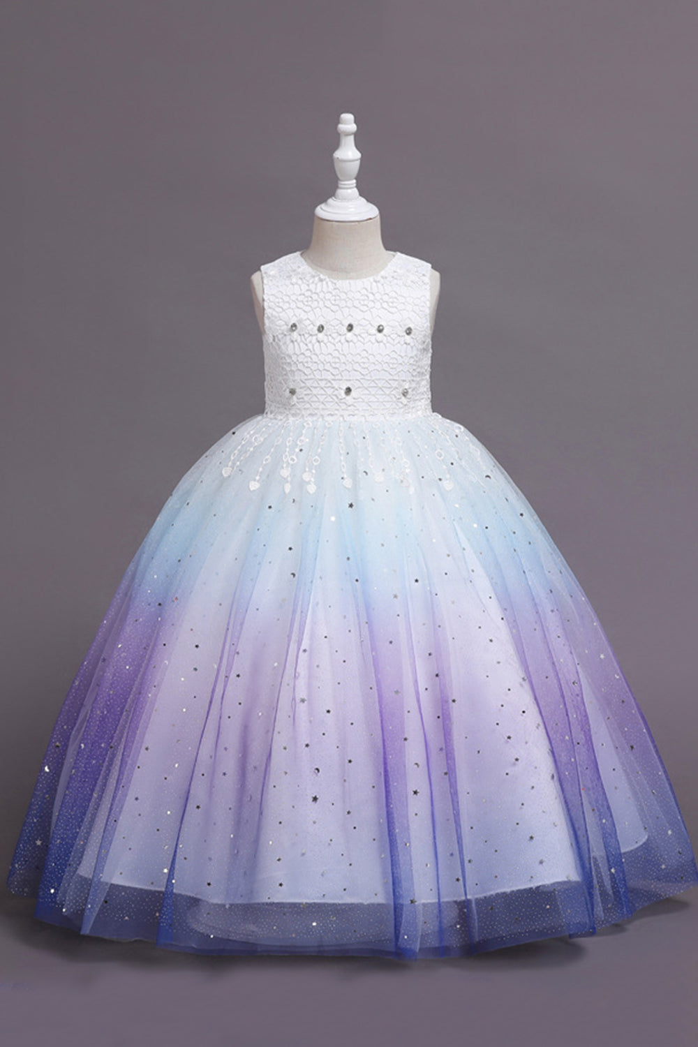 Vestido largo de niña sin mangas púrpura sin mangas