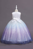 Vestido largo de niña sin mangas púrpura sin mangas