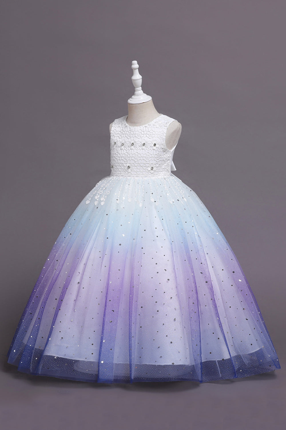 Vestido largo de niña sin mangas púrpura sin mangas