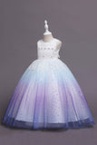 Vestido largo de niña sin mangas púrpura sin mangas