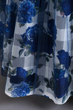 Vestido de Niña Tul Flor Azul Volantes